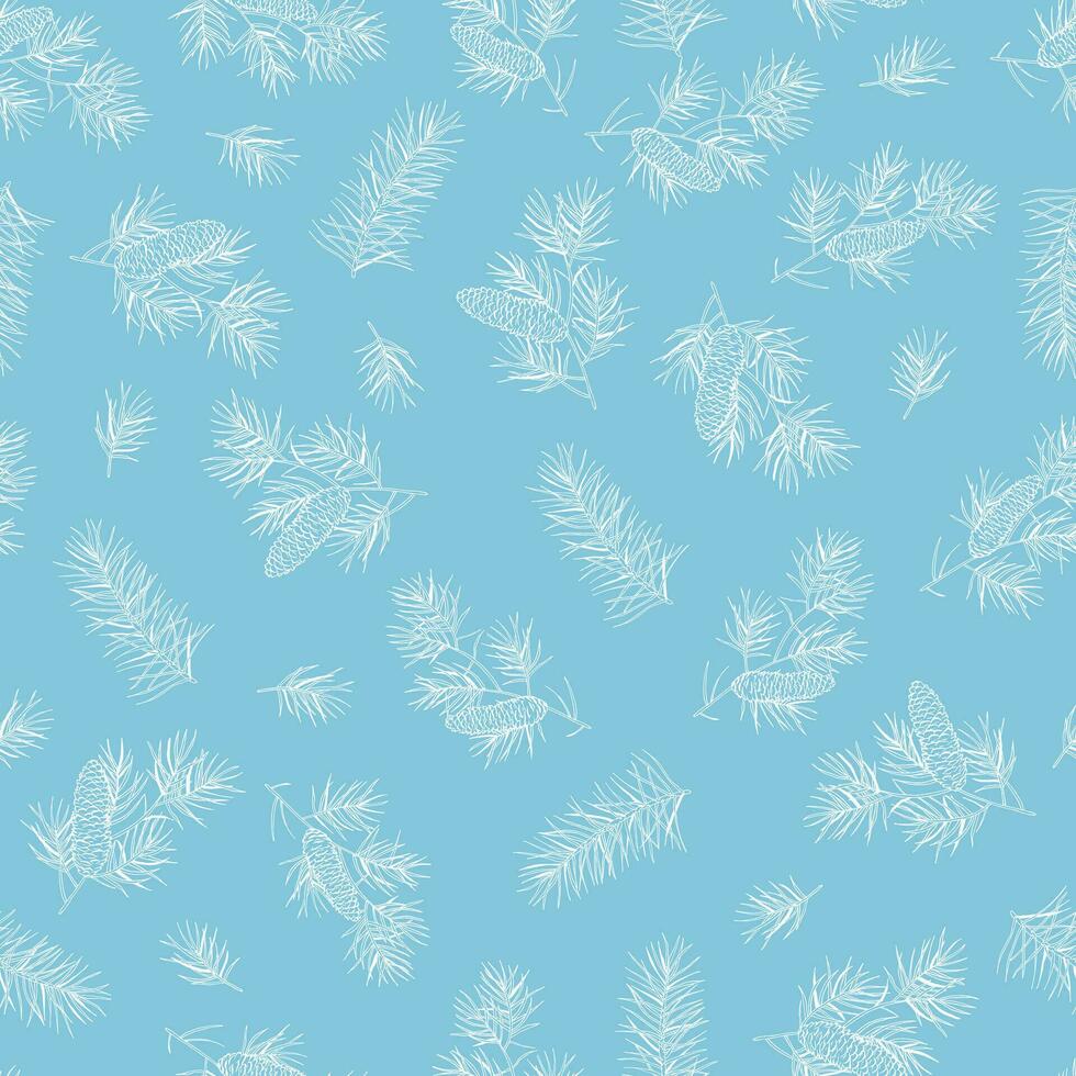 Pine cones and twig seamless pattern. vector