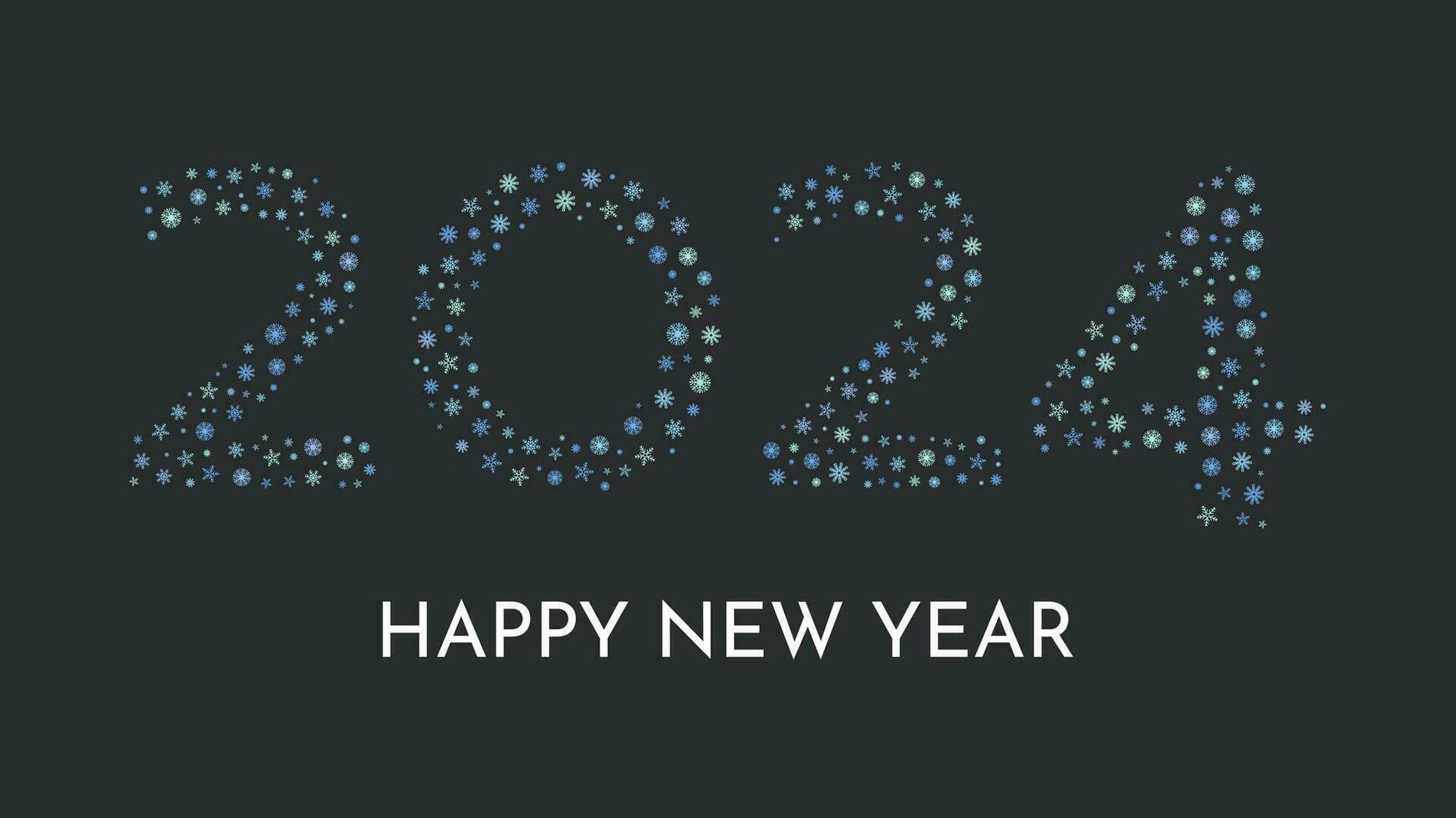New Year's background with numbers 2024 made of snowflakes vector