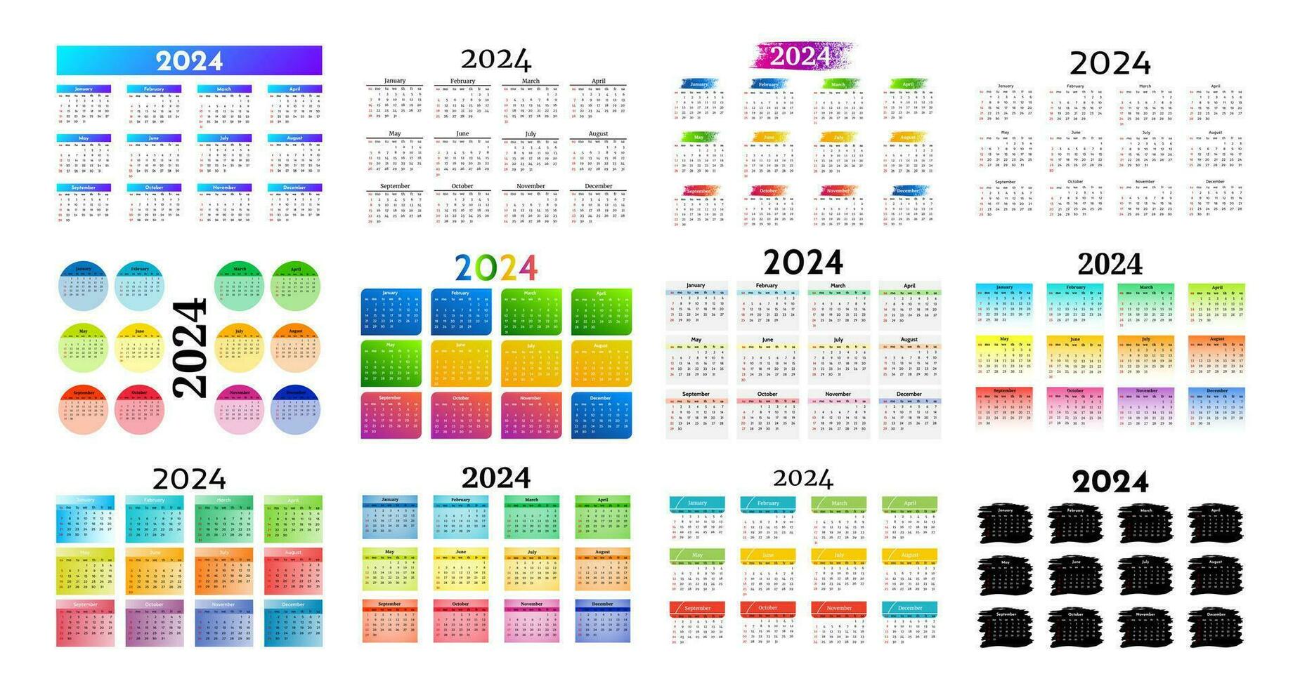 Calendar for 2024 isolated on a white background vector