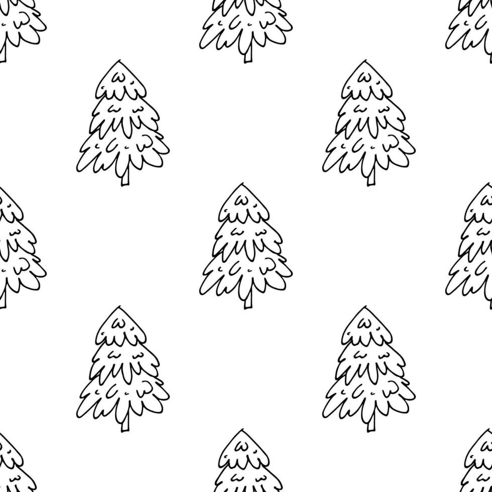 Seamless pattern with geometric minimal scandinavian Christmas tree doodle for decorative print, wrapping paper, greeting cards and fabric vector