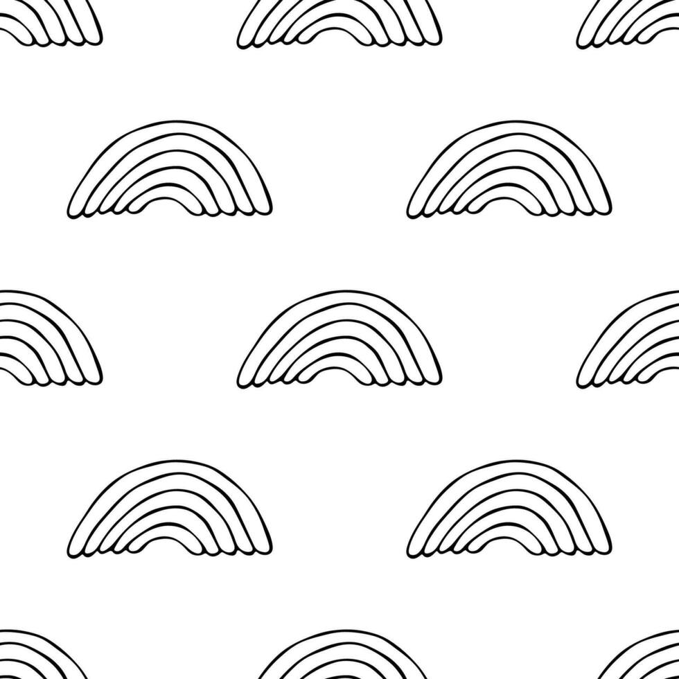 Seamless pattern with rainbow doodle for decorative print, wrapping paper, greeting cards, wallpaper and fabric vector