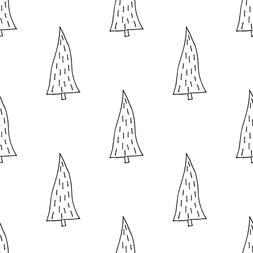 Seamless pattern with geometric minimal scandinavian Christmas tree doodle for decorative print, wrapping paper, greeting cards and fabric vector