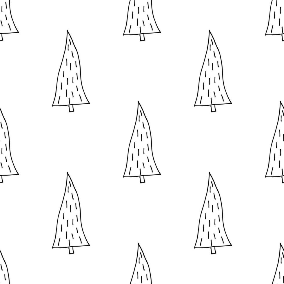 Seamless pattern with geometric minimal scandinavian Christmas tree doodle for decorative print, wrapping paper, greeting cards and fabric vector