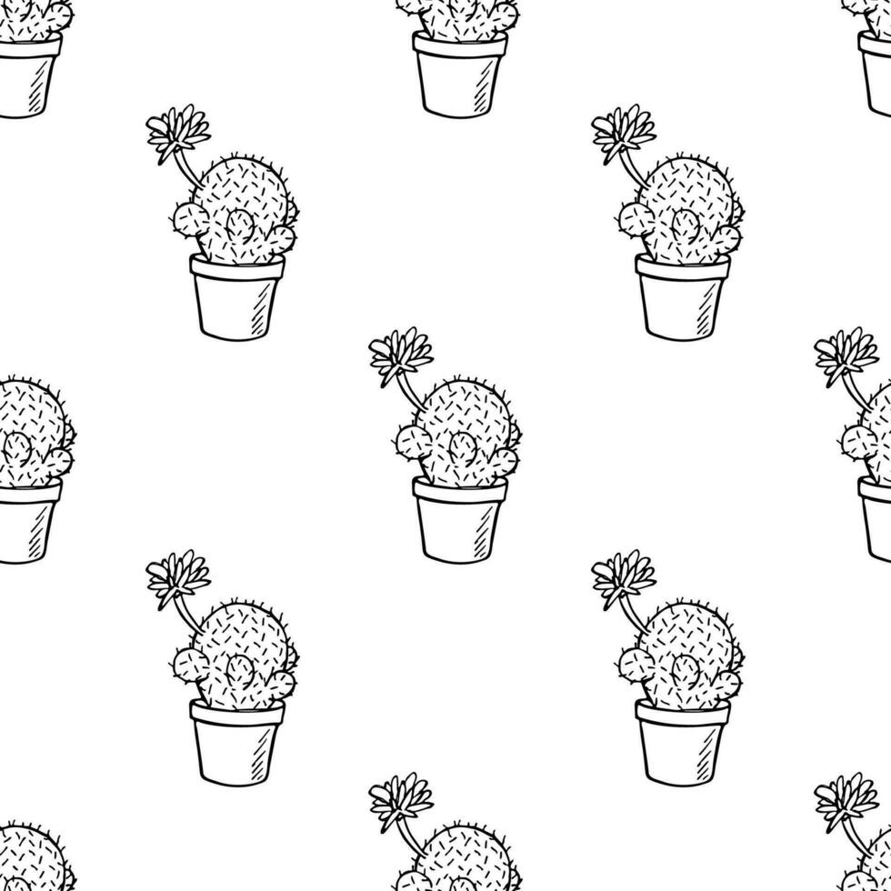 Seamless pattern with cactus doodle for decorative print, wrapping paper, greeting cards and fabric vector