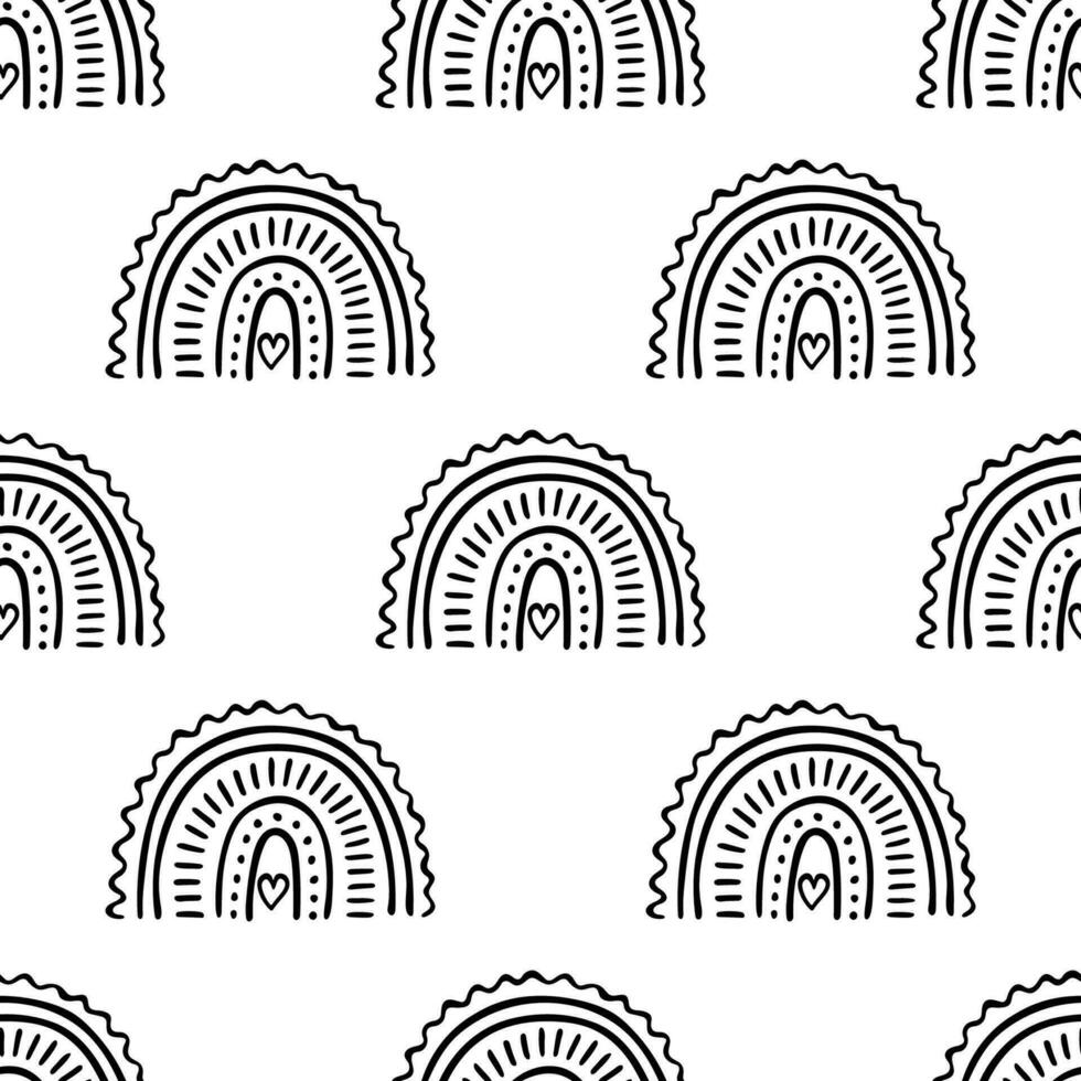 Seamless pattern with rainbow doodle for decorative print, wrapping paper, greeting cards, wallpaper and fabric vector