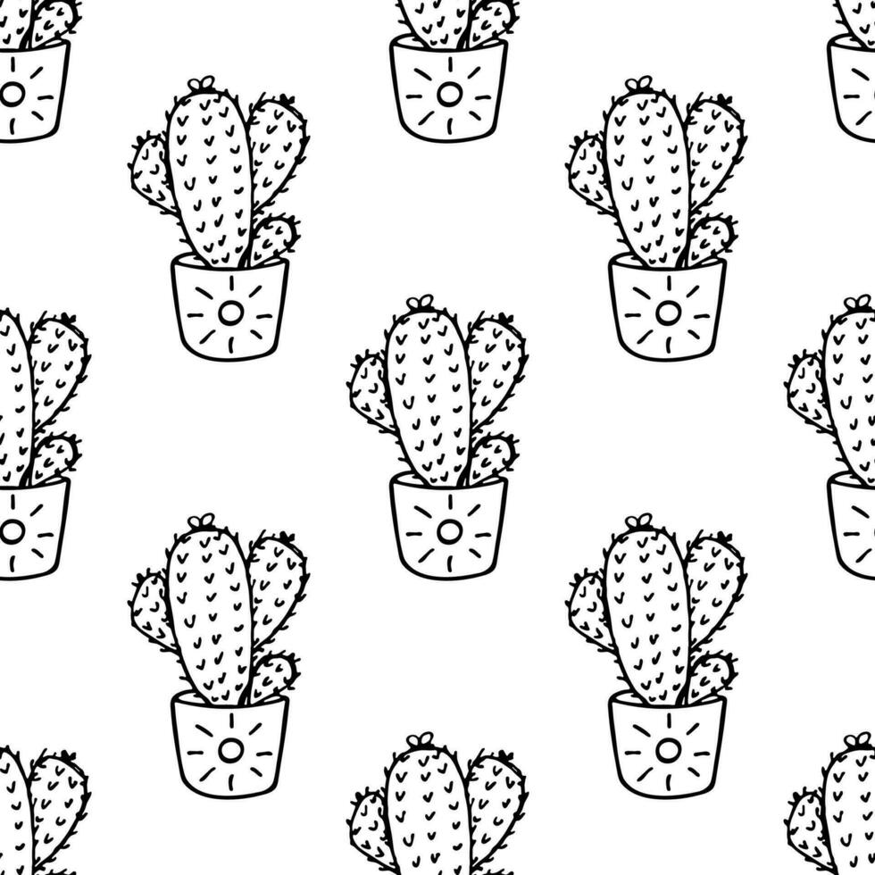 Seamless pattern with cactus doodle for decorative print, wrapping paper, greeting cards and fabric vector