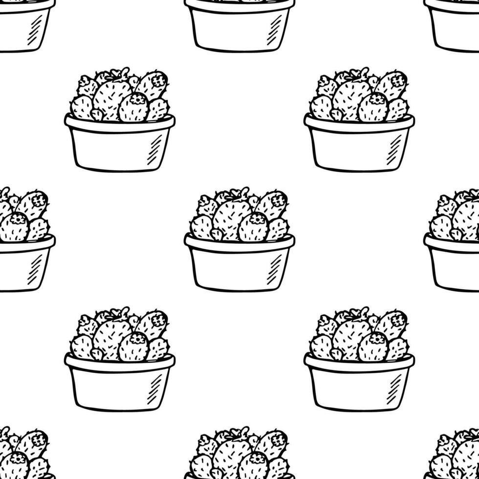 Seamless pattern with cactus doodle for decorative print, wrapping paper, greeting cards and fabric vector