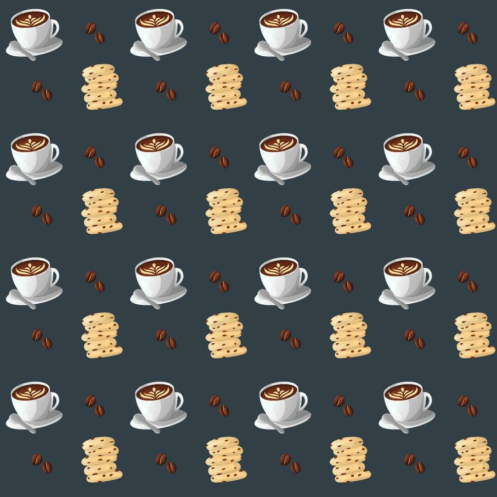 coffee and cookies seamless pattern vector
