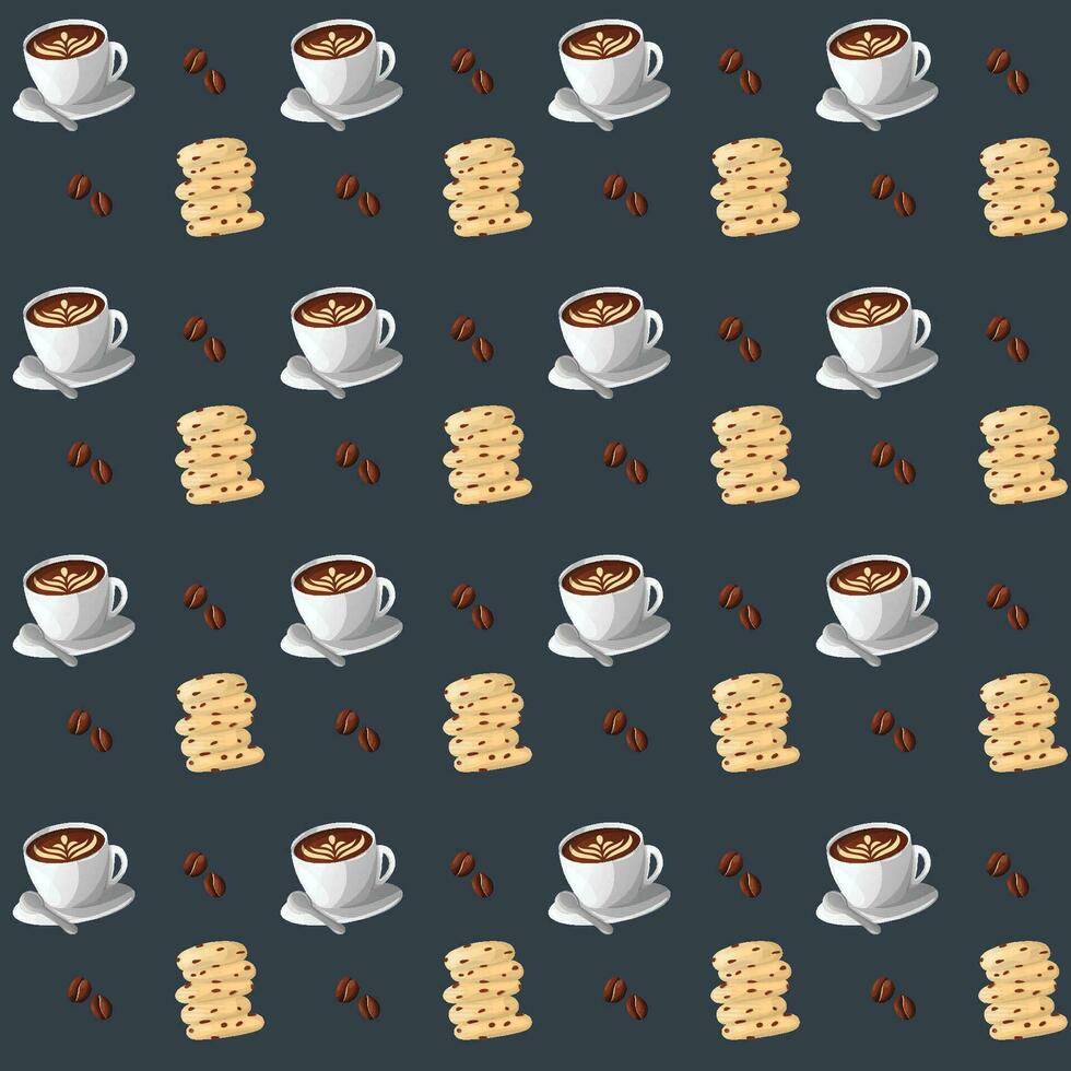 coffee and cookies seamless pattern vector