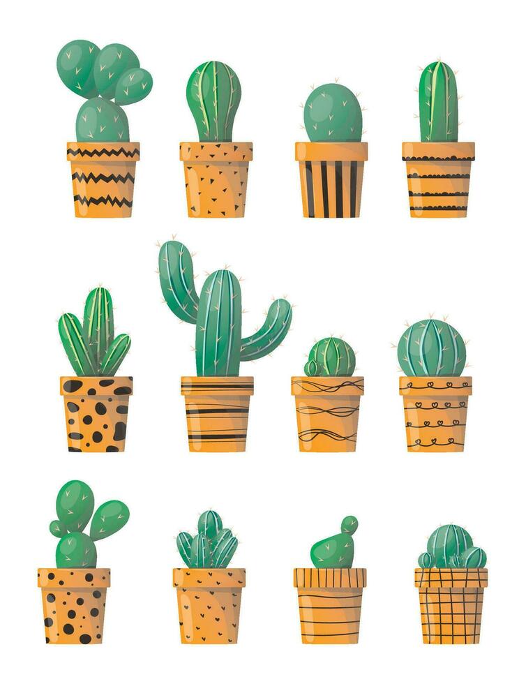 vector cactus element set