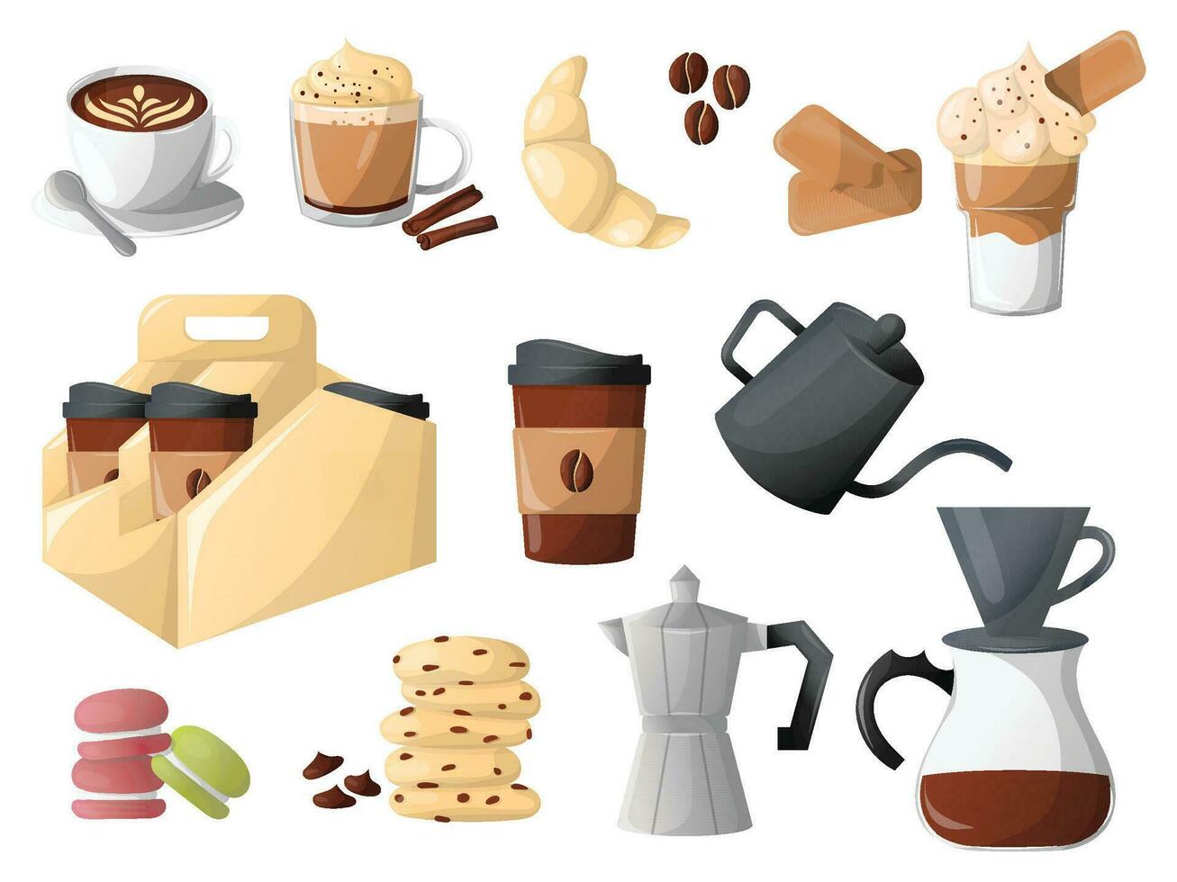 vector coffee element set
