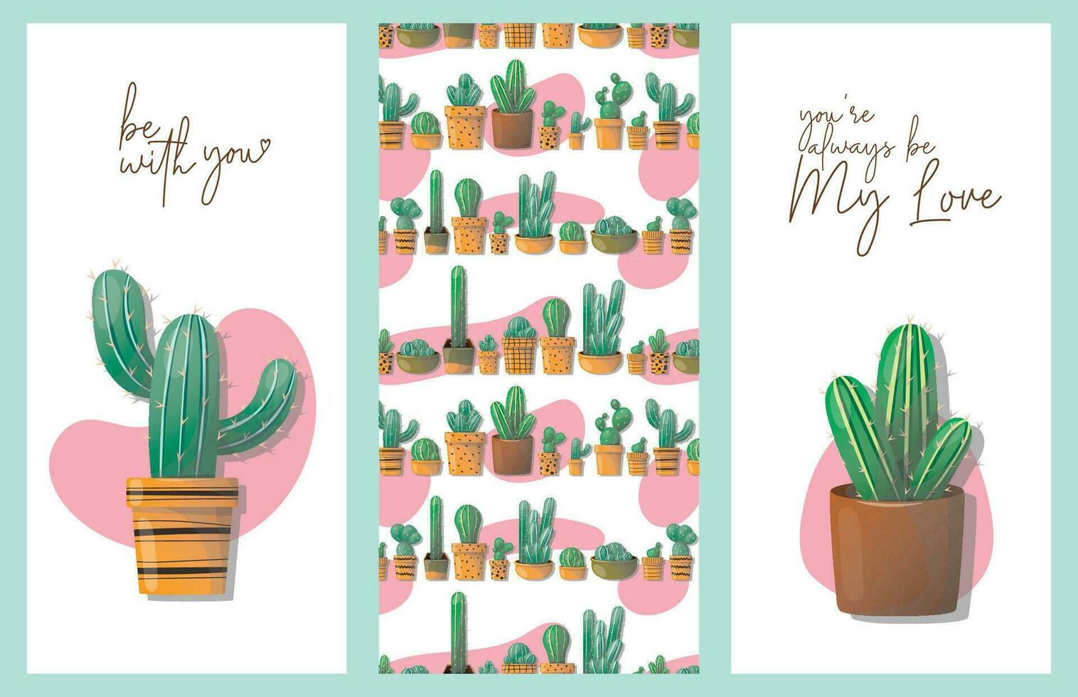 aesthetic cactus card vector