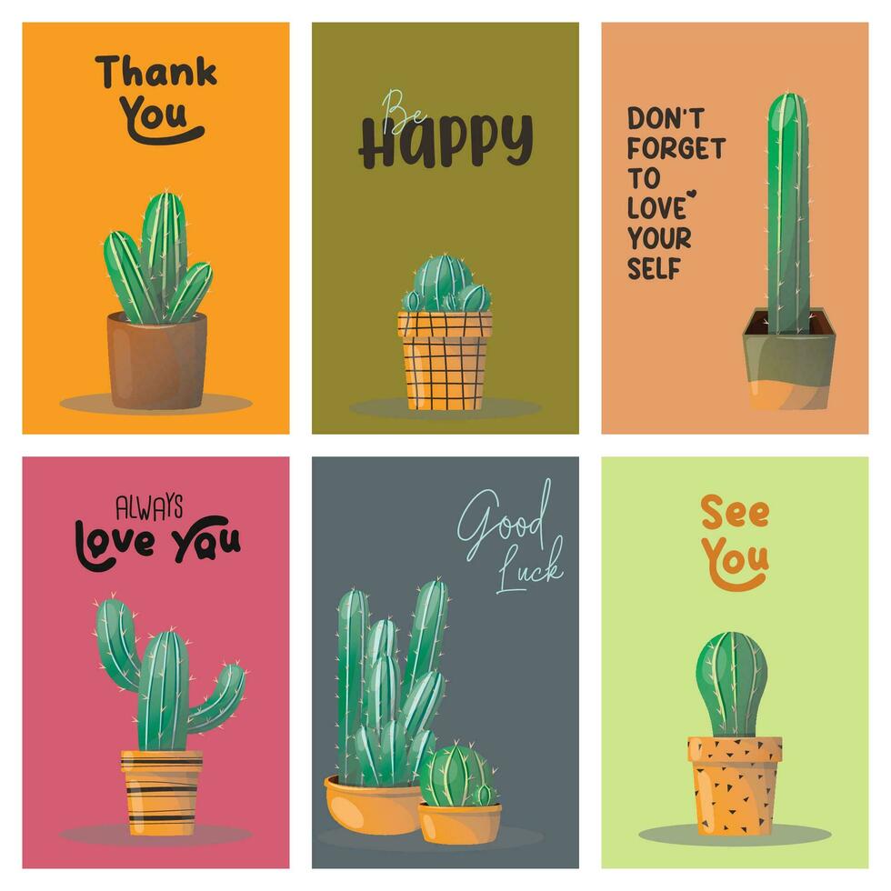 cactus card collection vector