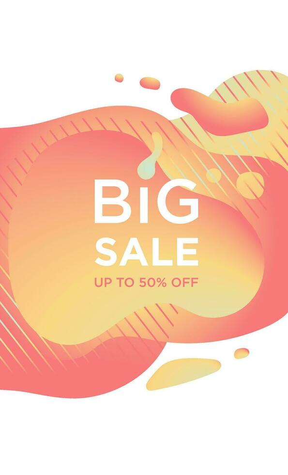 Vector sale discount promotion banner or poster in modern fluid style. Template design for Big season sale. Up to 50 percent off and special offer.