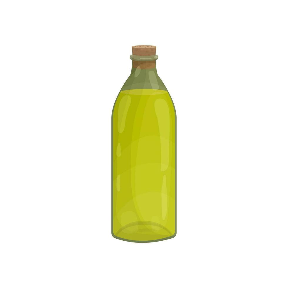 glass bottle of essential oil or olive, nutty liquid oil in cartoon style. Aromatherapy oil for spa treatments, cooking and perfumes. Icon for website design, packaging vector