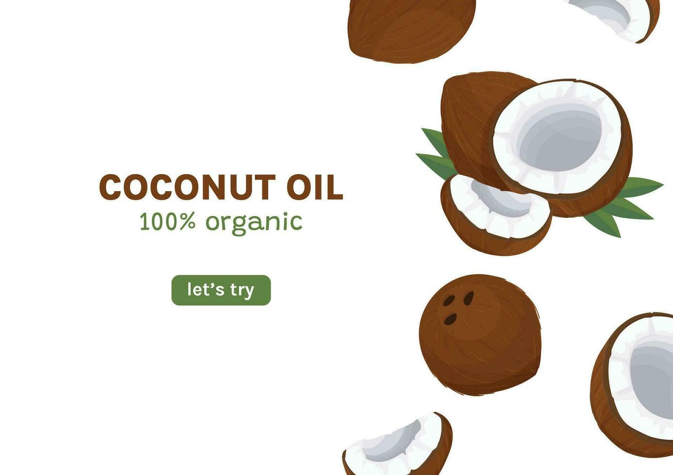 Banner for coconut oil. Asian cooking or beauty product. vector