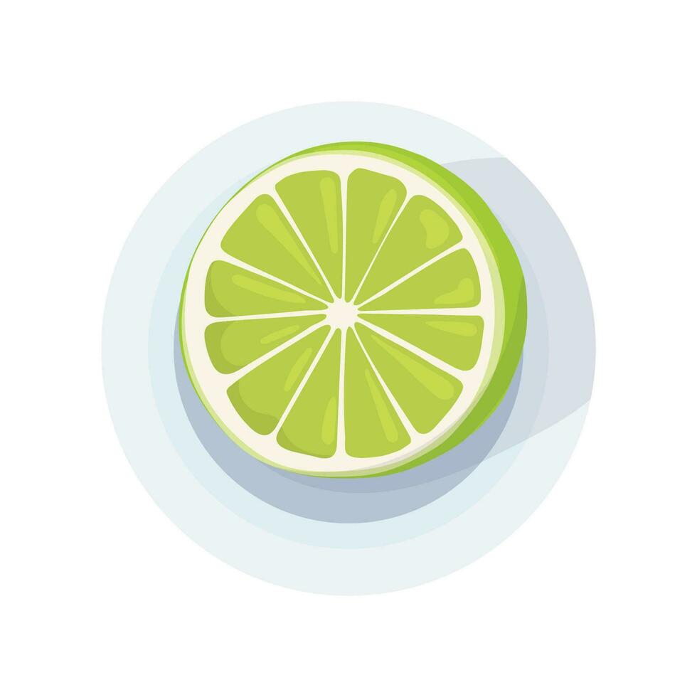 Slice of lime on a saucer. Lime icon. Asian cuisine or cosmetics and medicine vector