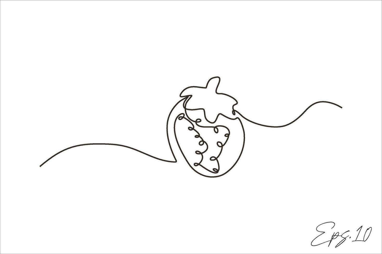 continuous line vector illustration design of strawberry fruit