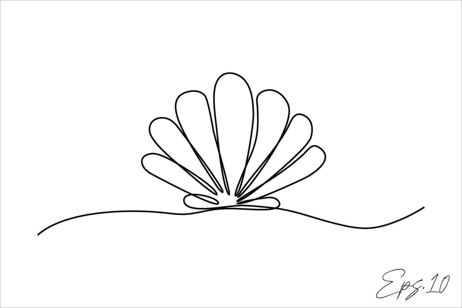 continuous line vector illustration design of seashell