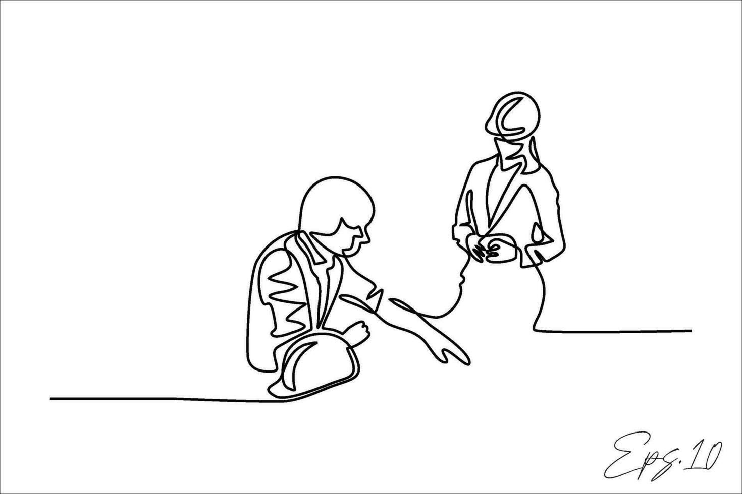 continuous line vector illustration design of building foreman