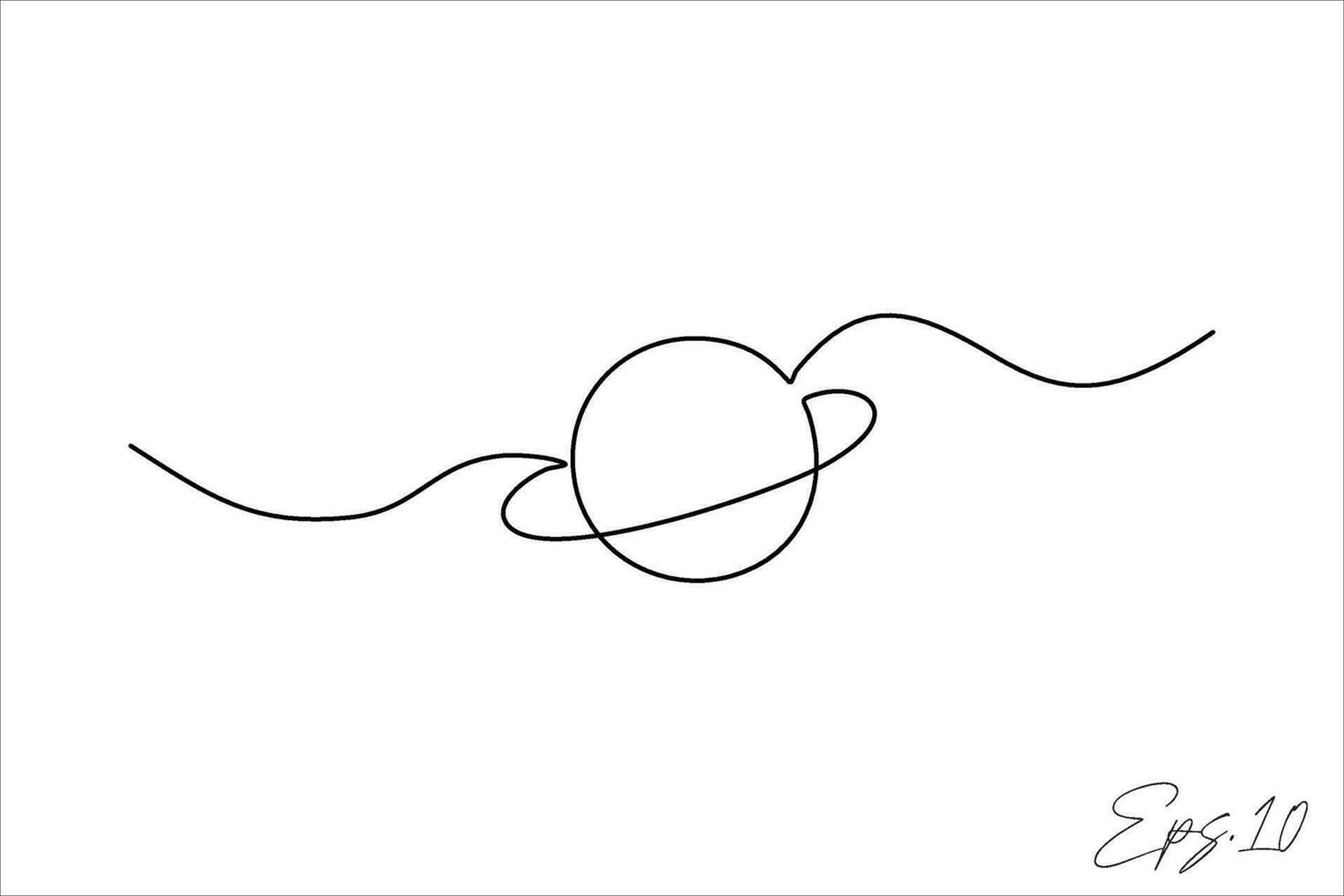 continuous line vector illustration design of planet