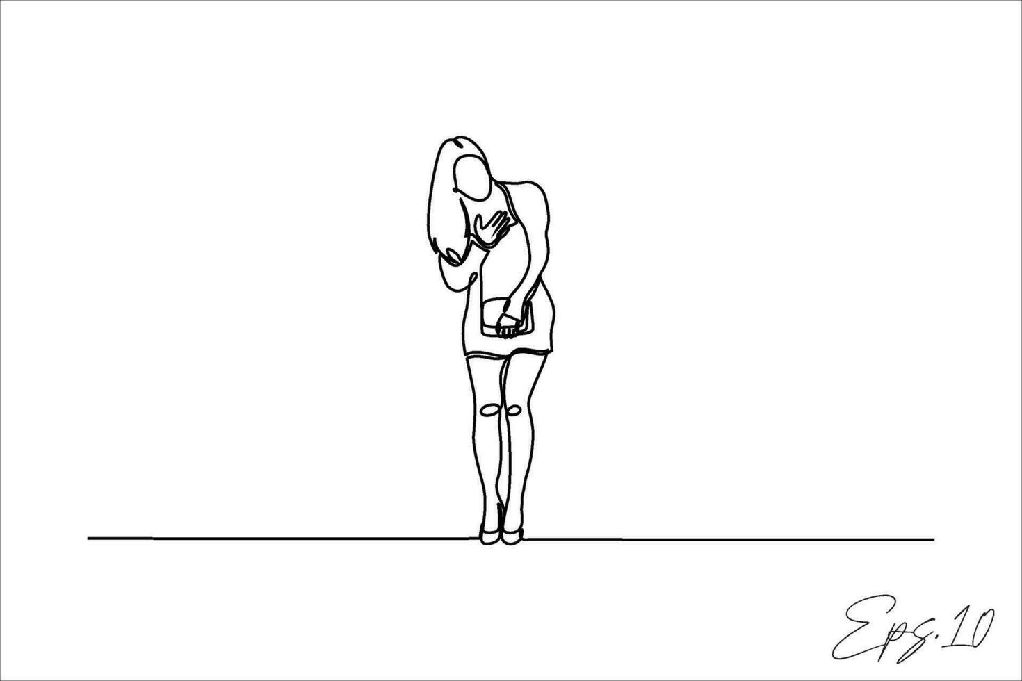 continuous line vector illustration design of woman posing free style