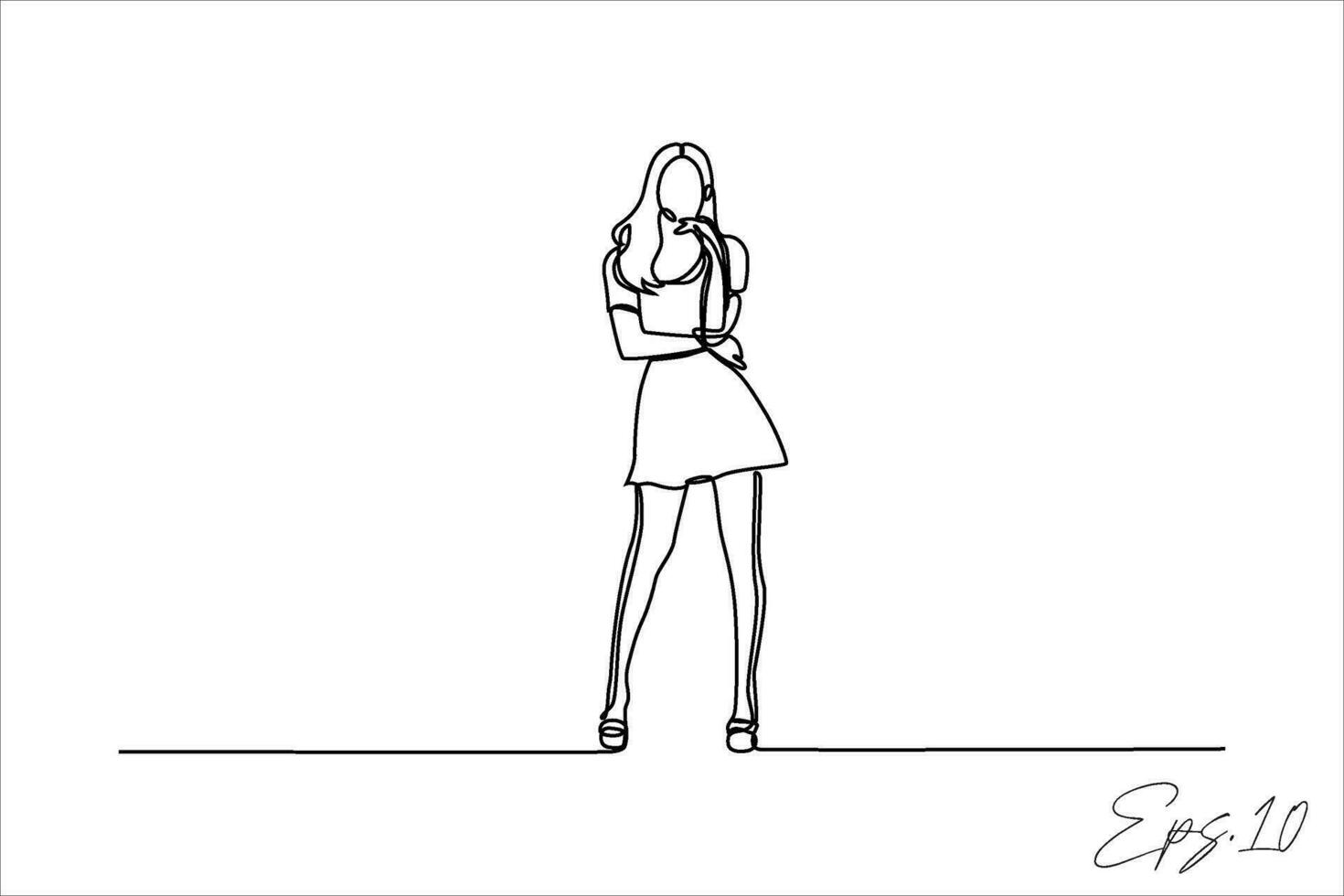 continuous line vector illustration design of woman posing free style