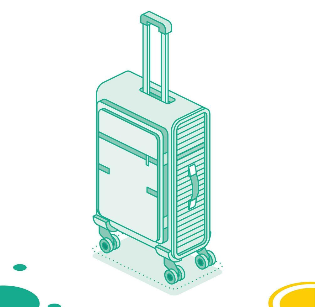 Suitcase on wheels isolated on white background. Isometric outline icon. Luggage. Travel symbol. vector