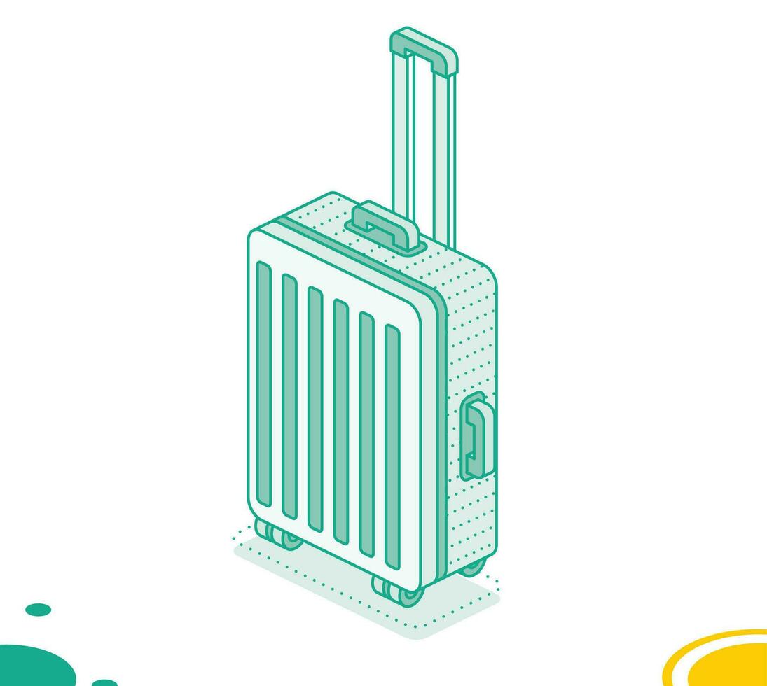 Suitcase on wheels isolated on white background. Isometric outline icon. Luggage. Travel symbol. vector