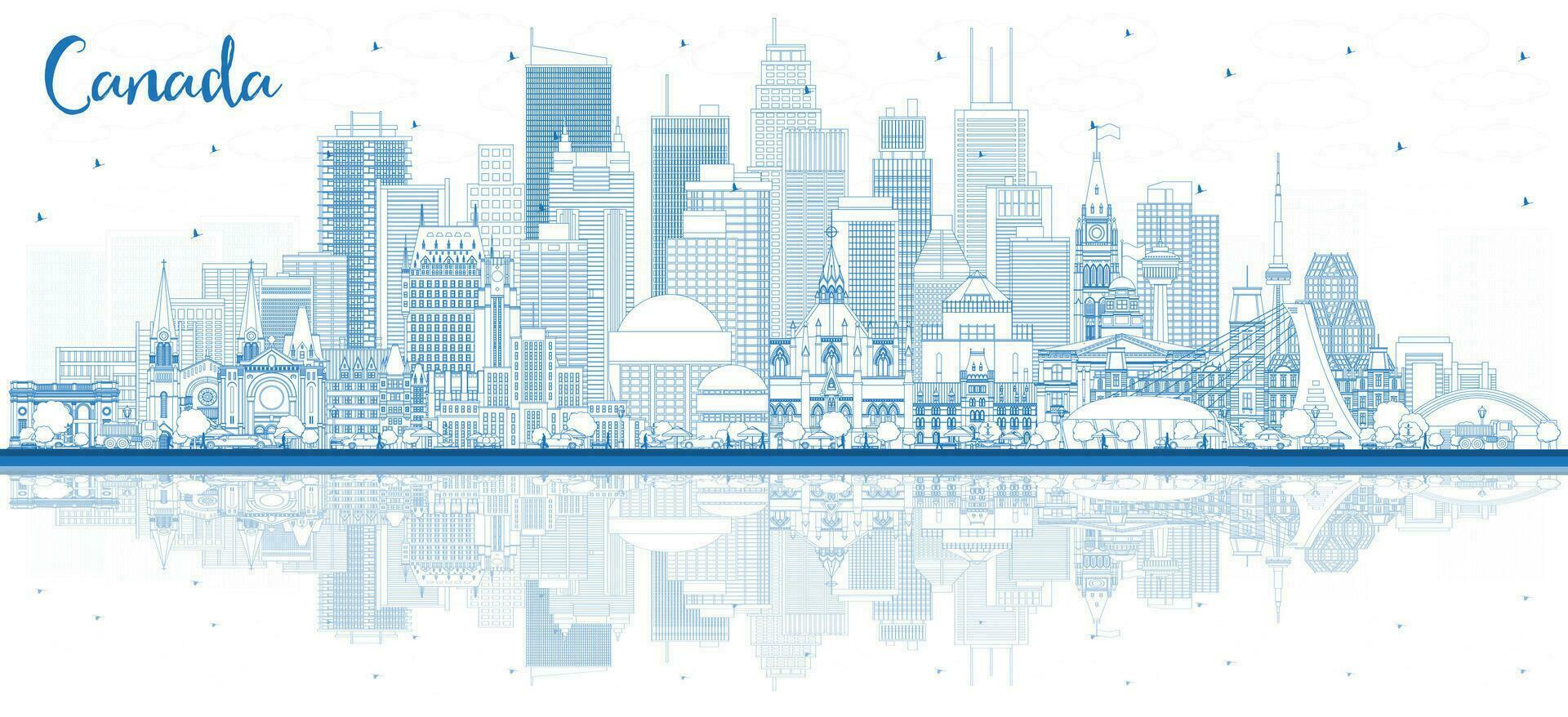 contorno Canadá ciudad horizonte con azul edificios y reflexiones concepto con histórico arquitectura. Canadá paisaje urbano con puntos de referencia Ottawa. toronto Montreal. vancouver vector
