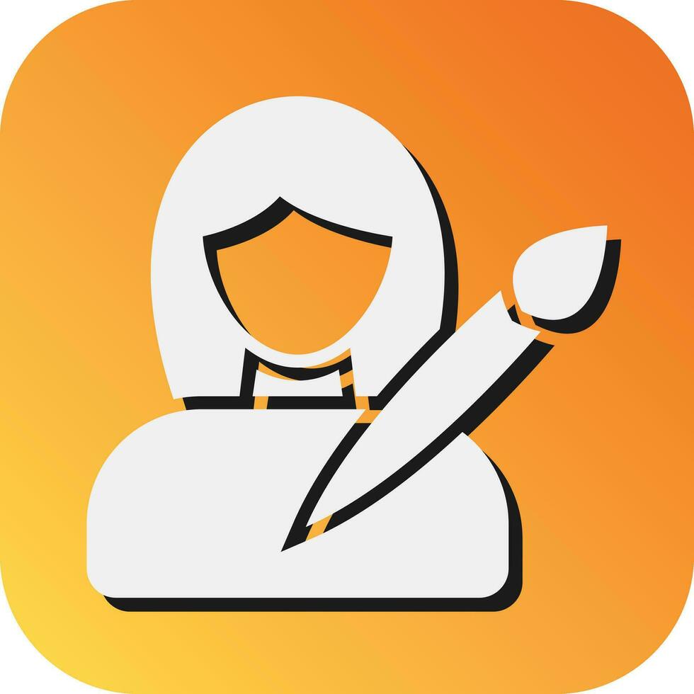 Lady Designer Vector Glyph Gradient Background Icon For Personal And Commercial Use.