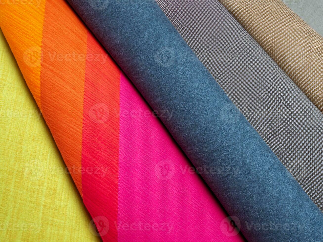 colorful fabric samples of textile for furniture photo