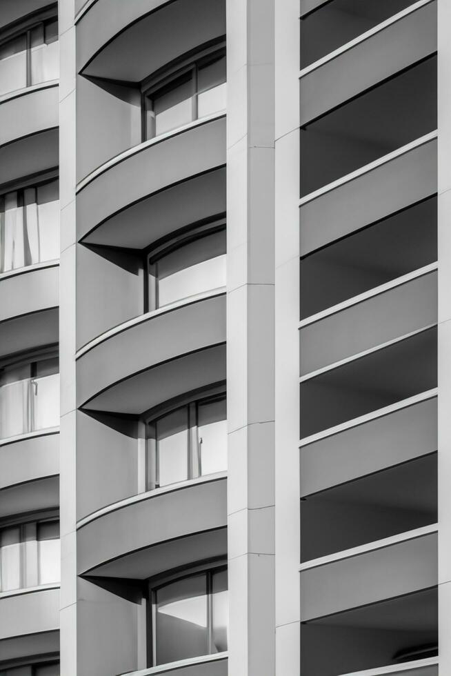 greyscale shot of a facade of a new building AI Generative photo