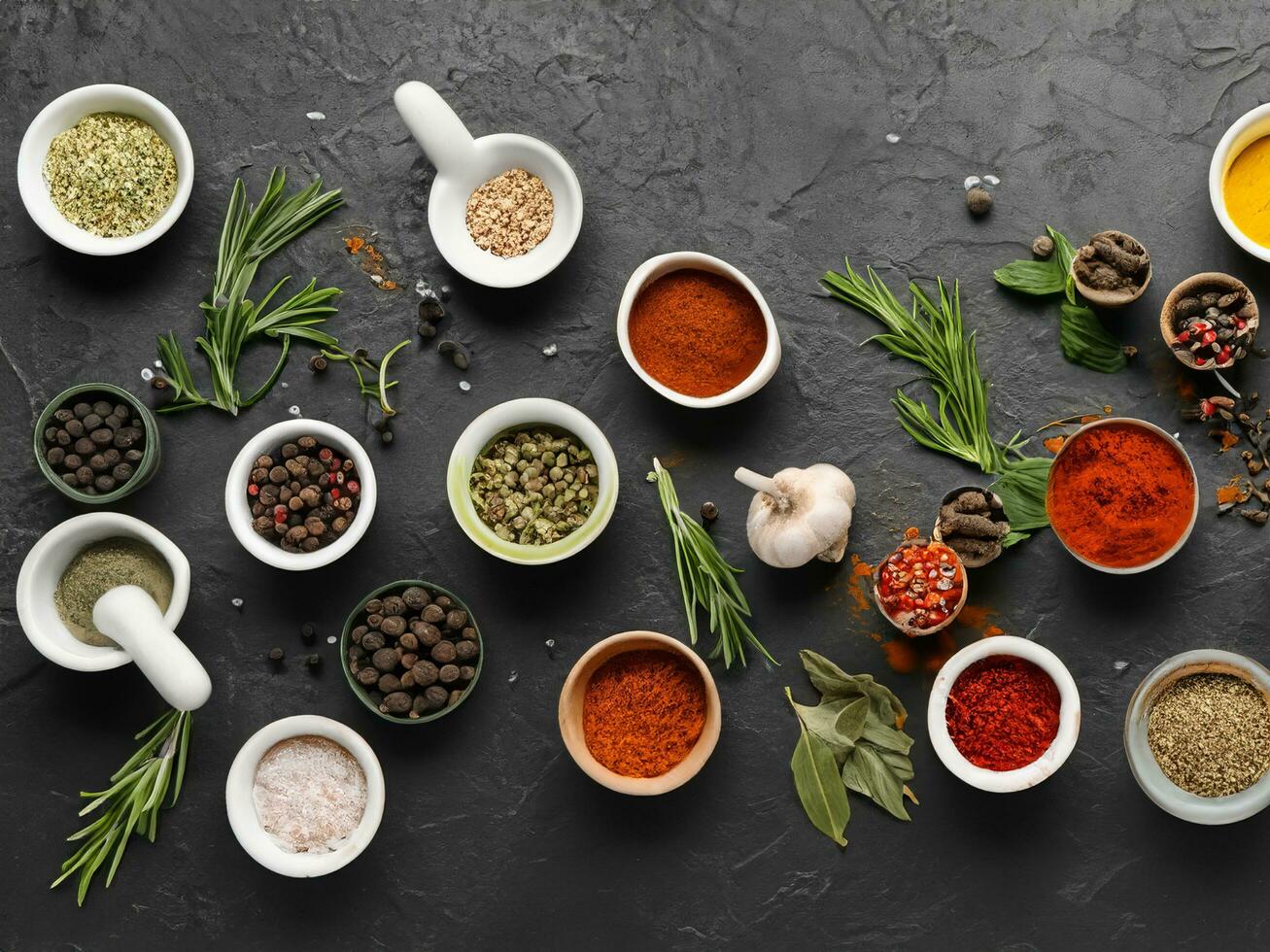 herbs and spices for cooking AI Generative photo