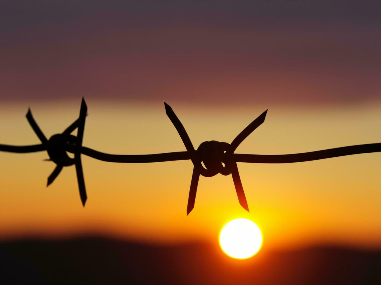 barbed wire against the sky AI Generative photo