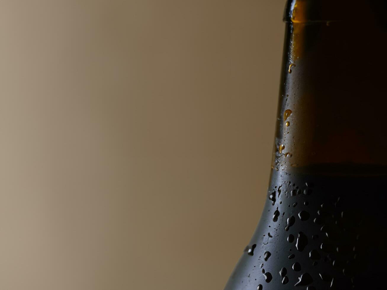 brown beer bottle with drops AI Generative photo