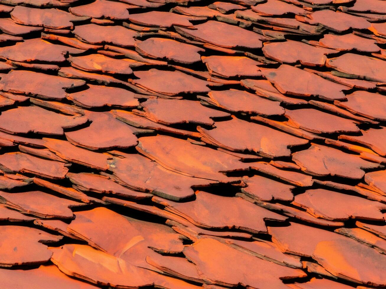 Detail shot of tiles on the roof, background AI Generative photo
