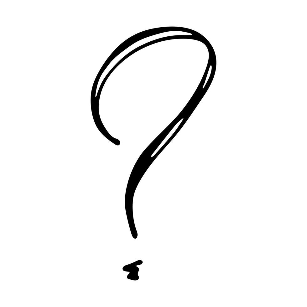 Hand drawn ink question mark illustration in sketch style. Single element for design vector