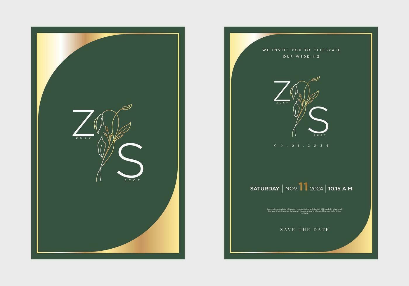 minimalista floral Boda invitación tarjeta modelo diseño, con sencillo Clásico color diseño vector