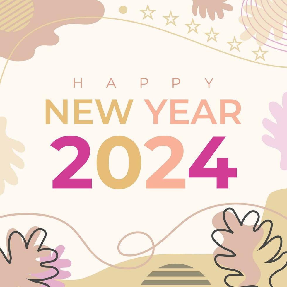 Happy new year post template abstract background vector