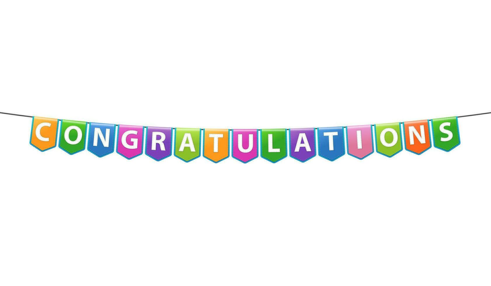 Congratulations Banner, Stitch Paper Style, Vector Illustration