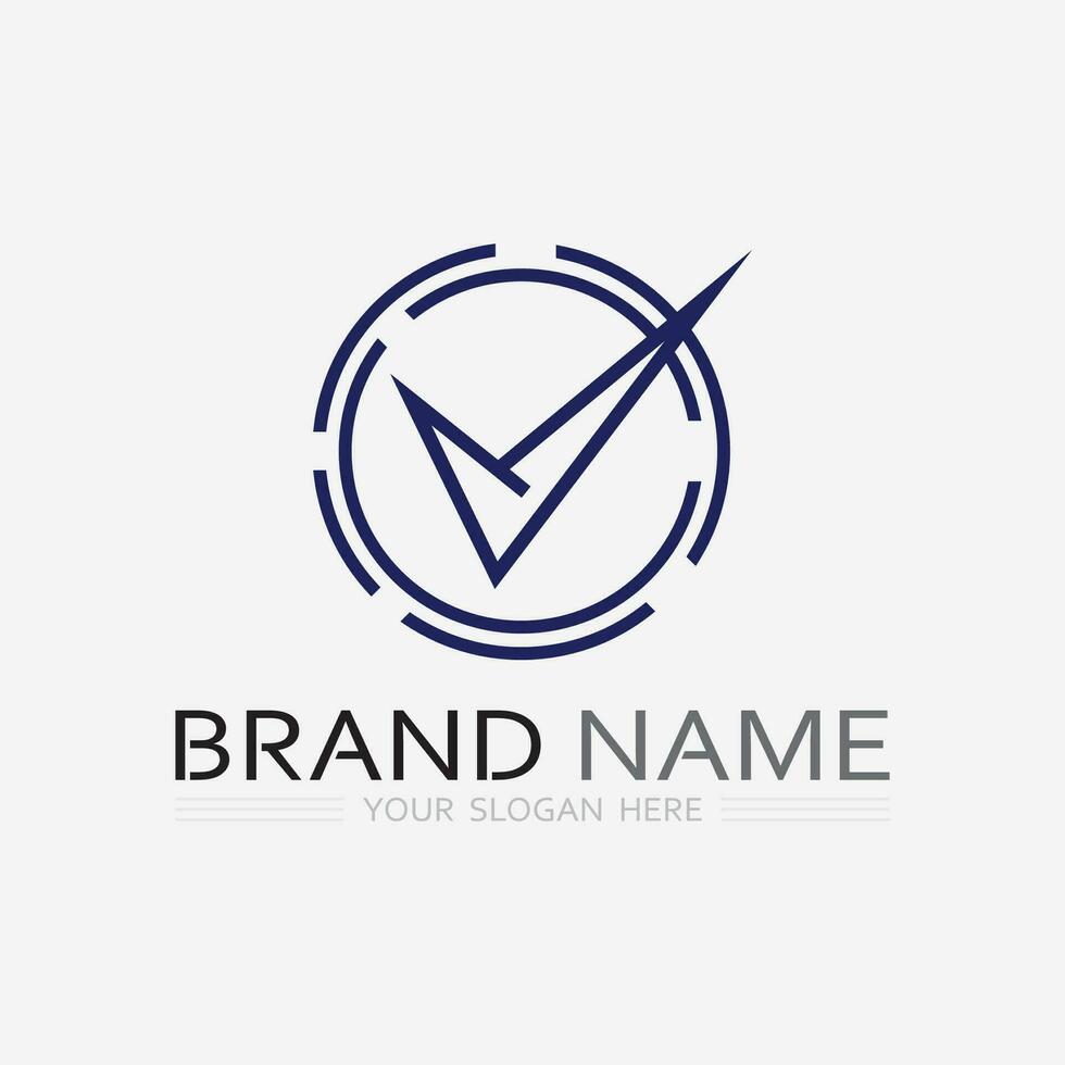 check mark symbol and logo icon vector