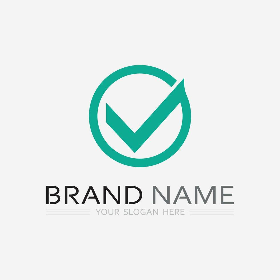 check mark symbol and logo icon vector