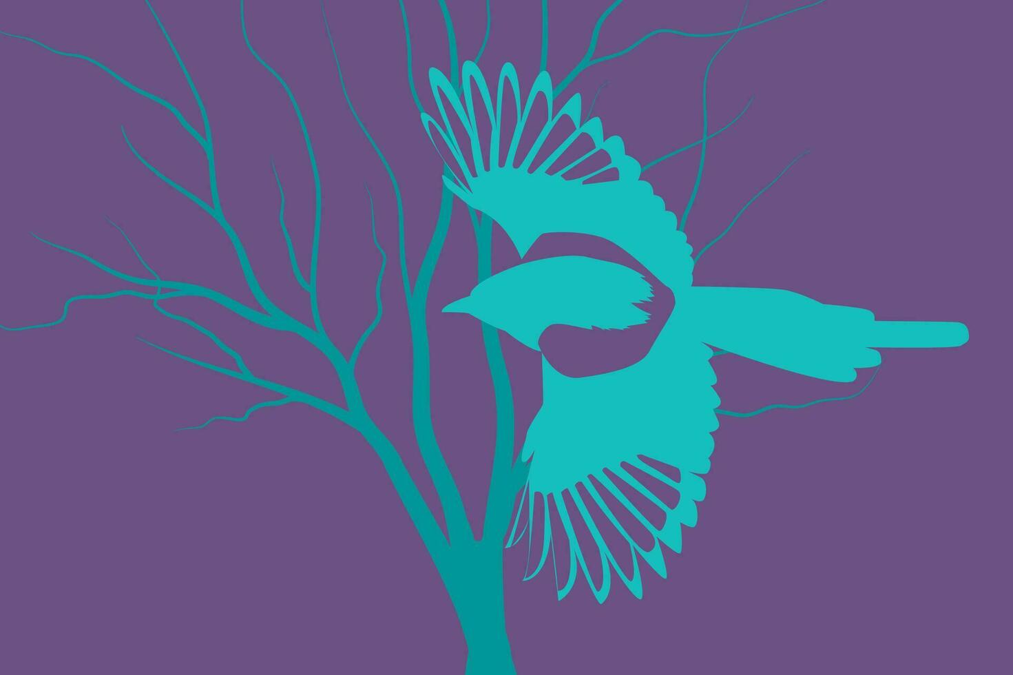 Purple and Teal Magpie Duotone vector