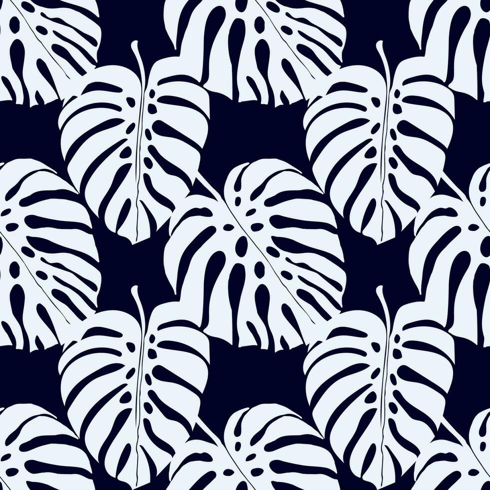 Monstera jungle leaves, floral seamless pattern  for fabric textile or wallpapers. Vector tropical jungle leaves modern background