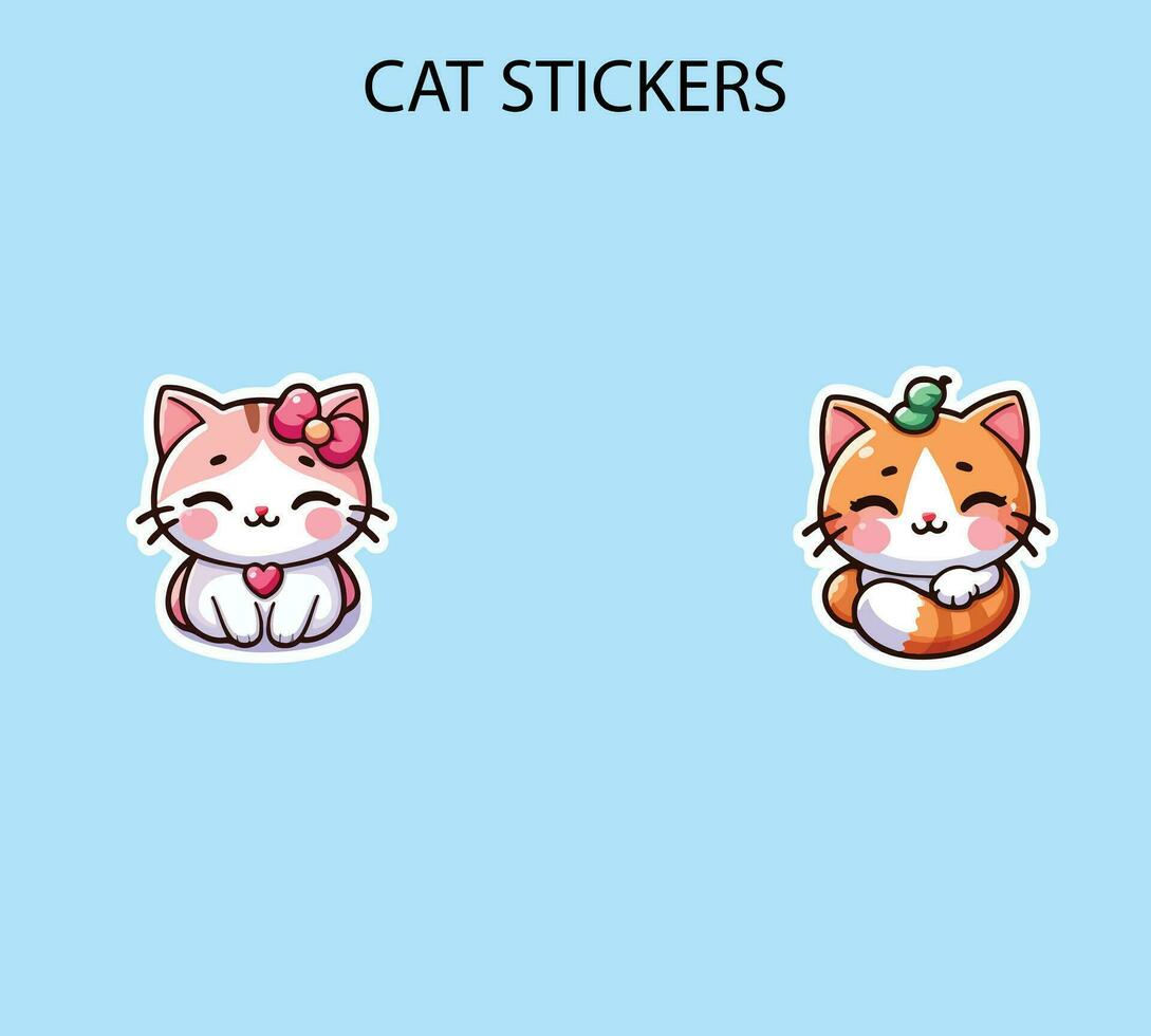 cute cat stickers with white borders vector