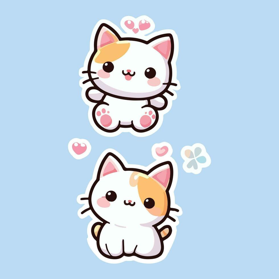 cute cat stickers with white borders vector