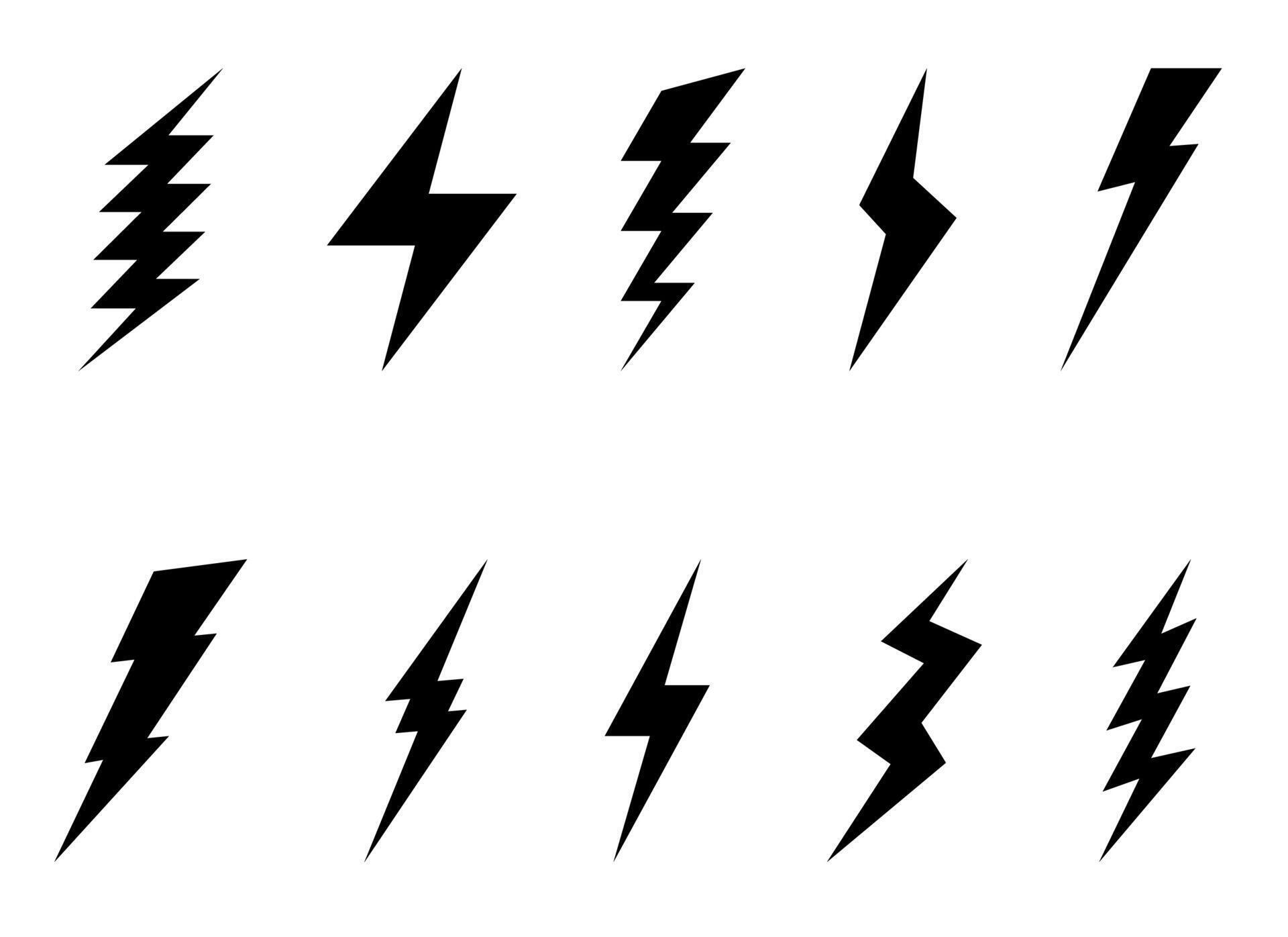 Lightning bolt icons collection set isolated on white background. Flash
