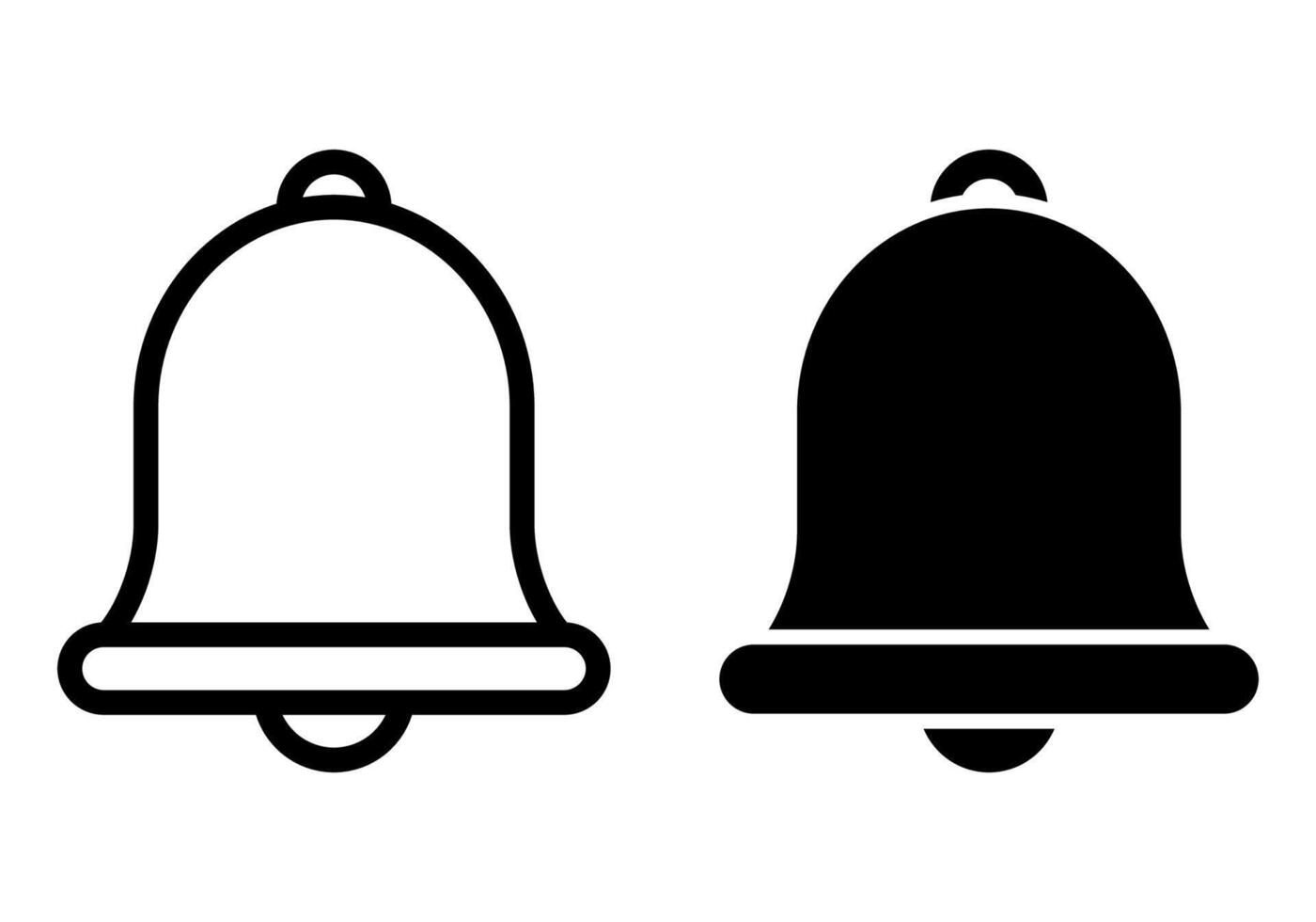 Notification bell Icon symbol isolated on white background. Black warning bell is shaking to