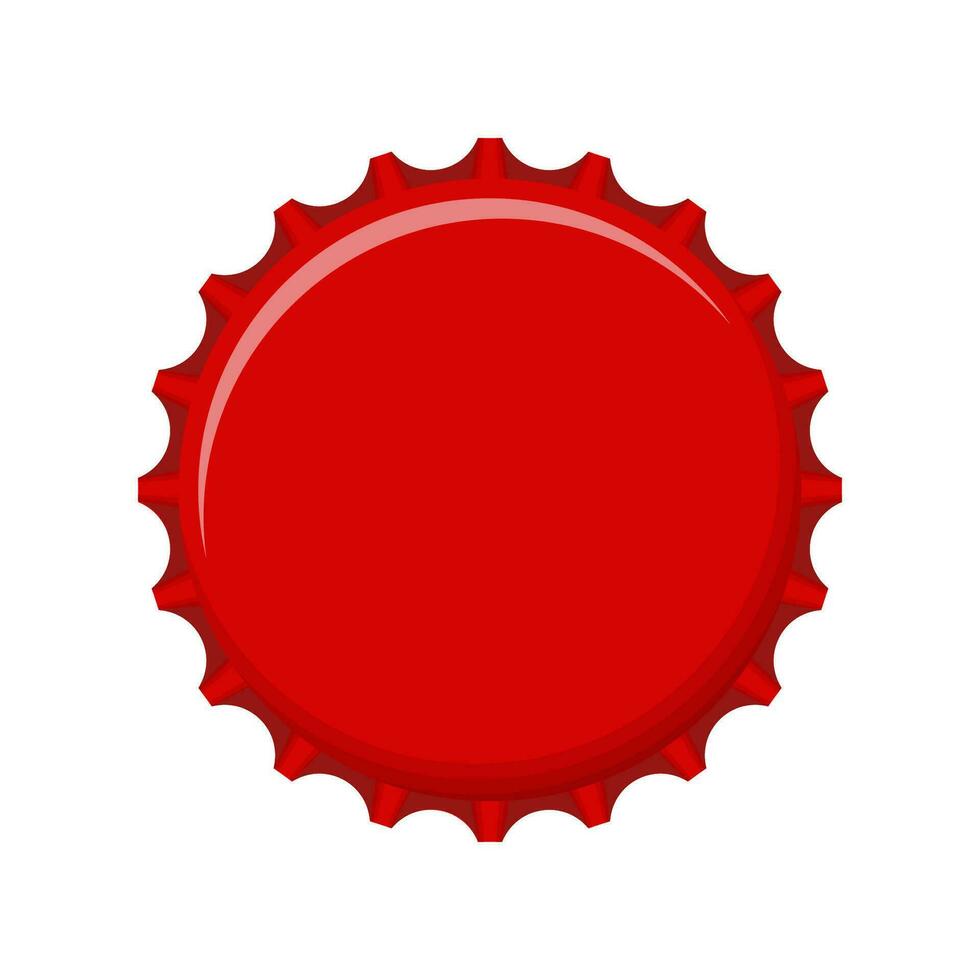 Bottle cap isolated on white background. Label in the form of bottle aluminum cap, Soda or juice bottle top icon. Vector illustration.